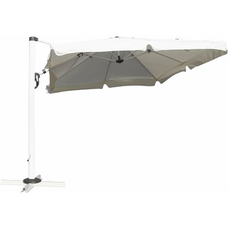 Ombrellone da Giardino Decentrato 3x3m in Alluminio e Poliestere Bianco (1/5)