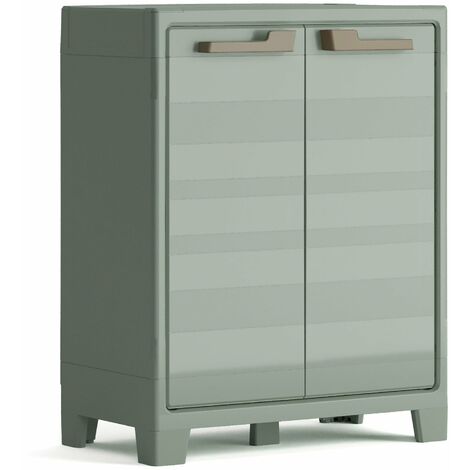 Armadio tuttopiani basso da esterno grigio verde con 2