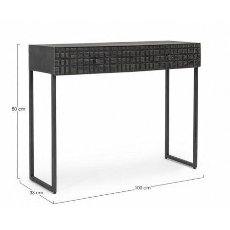 Console Peyton CNS5704B Safavieh Home Collection – 2 Cassetti Con Motivo A Spina Di Pesce, Finitura Nero, Dimensioni 90x33x75 Cm, Mobile Ingreasso E Soggiorno