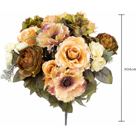 ZOLGINAH Bouquet di fiori artificiali Set di 5 fiori artificiali finti  Giglio plastica per la casa Deco matrimonio Paese Cimitero Pianta  artificiale per esterni interni (rosa)