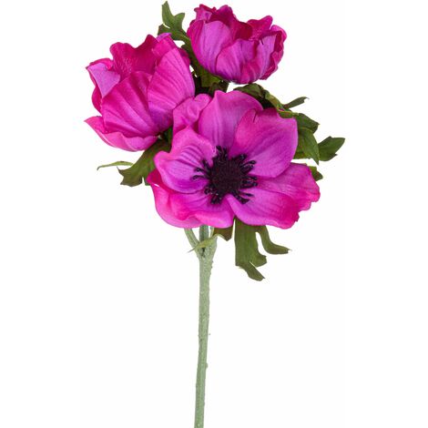 Set 8 Fiori Artificiali di Anemone Composta da 3 Fiori Altezza 46 cm Rosa