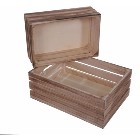 Set di 2 Cassetta in Legno Larghezza 35 cm Marrone