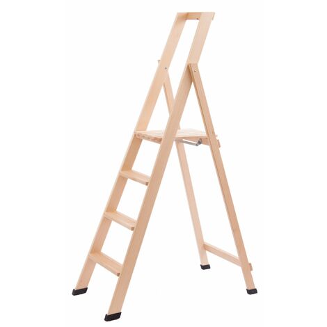 Scala Pieghevole in Legno 4 Gradini H88 cm Naturale