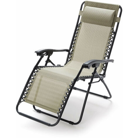 Sedia Sdraio Zero Gravity Reclinabile Pieghevole 88x65x110 H Cm In Acciaio E Textilene Grigio Chiaro 212355 main image 0