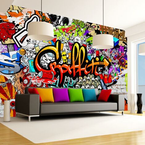Carta Da Parati Fotomurale - Colorful Graffiti 100x70cm Erroi