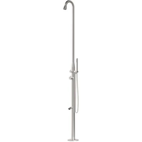 Sined Stintino Doccia In Acciaio 316l Con Soffione Orientabile Lavapiedi e Doccino Inox