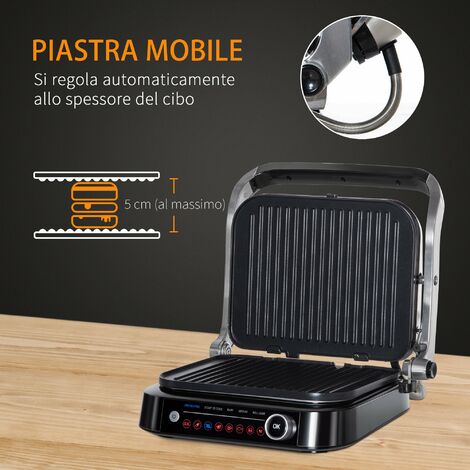 Piastra elettrica professionale bistecchiera contact grill 1800w beper