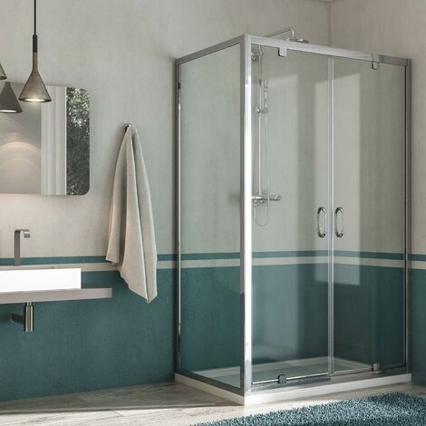 Box Doccia Angolare 70x120 cm 2 Ante Battenti in Cristallo Trasparente 6mm H185 Fosterberg Koge Duo (1/5)