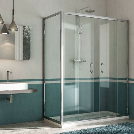 Box Doccia Angolare 80x180 cm 2 Ante Scorrevoli in Cristallo Trasparente 6mm H185 Fosterberg Kolding Duo (1/5)