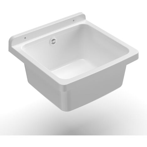 Lavatoio 40 cm Pilozzo a Parete Mini in Resina Bianco (1/5)