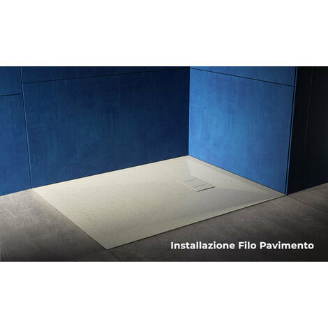 Piatto Doccia Effetto Pietra Filo Pavimento o Tradizionale Tortora 70x90 cm