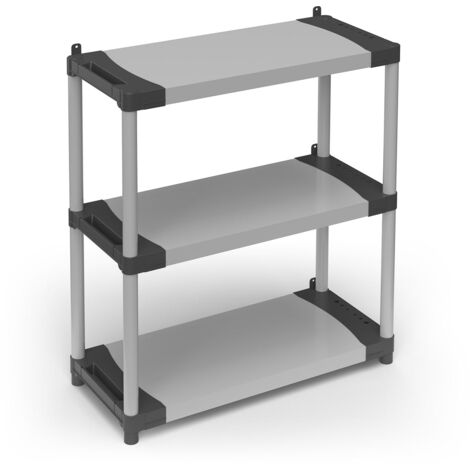 Scaffale 3 Ripiani 80x40x85 cm in Resina PVC Grigio (1/5)