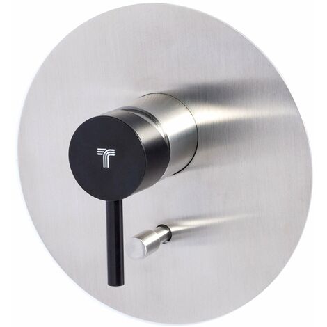 Rubinetto Miscelatore Monocomando Doccia ad Incasso con Deviatore in Acciaio Inox Maniglia Carbone (1/2)