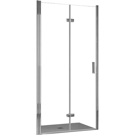 Porta Parete Doccia 75 cm 1 Anta a Libro in Cristallo Trasparente 6mm H195 Bonussi Fiona (1/5)