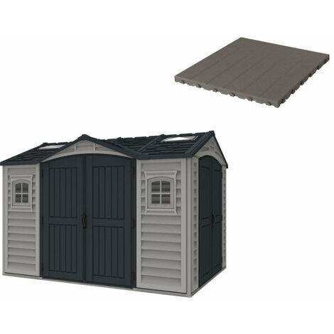 Pavimento per Casetta Box da Giardino 326x240x235 cm in Plastica Grigio