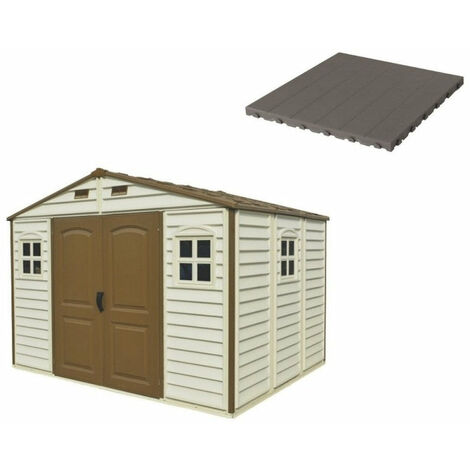 Pavimento per Casetta Box da Giardino 325x240x233 cm in Plastica Grigio