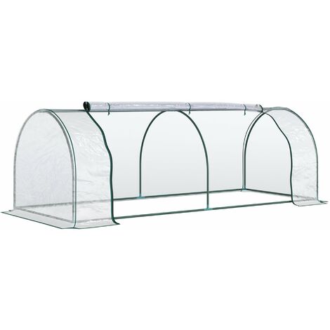 Serra da Giardino con Porte a Cerniera 250x100x80 cm in Acciaio e PVC Trasparente