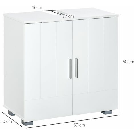 Mobile Sotto Lavabo Bagno 2 Ante 60x30x60 cm in MDF Bianco e