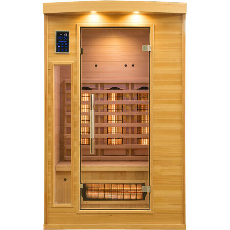 Sauna Finlandese ad Infrarossi 2 Posti 120x123 cm H190 in Legno di Abete Apollon 2