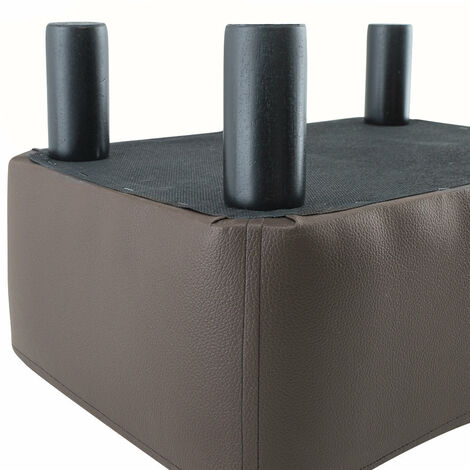 Sgabello Poggiapiedi GENMOUS & CO. – Ottomano In Similpelle, Struttura Legno, Color Giallo-Marrone, Multiuso Per Soggiorno