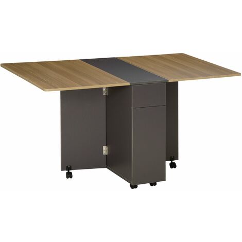 Tavolo Pieghevole Triplo In Legno Con Ruote – Salvaspazio Per Pranzo E Giardino