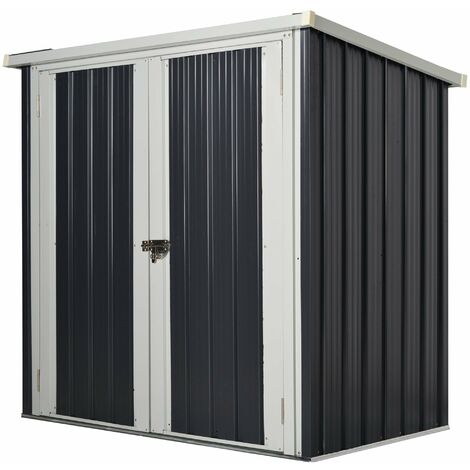 Casetta Box da Giardino 147x86x134 cm in Lamiera di Acciaio Doppia Porta Nero e Bianco