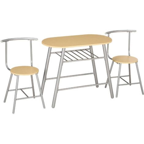 HOMCOM Set 3pz Tavolo da Cucina Alto e 2 Sedie Moderne da Cucina