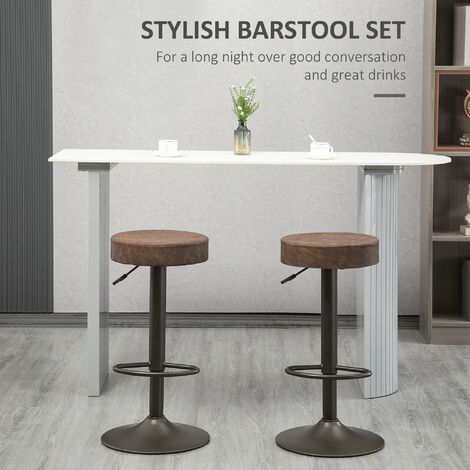 Set 2 Sgabelli Bar 35x36x64-85 cm con Poggiapiedi in Similpelle Marrone