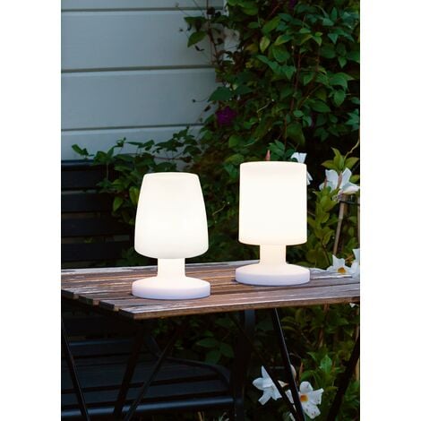 Lampada di design moderno da tavolo in acciaio e paralume bianco Renna