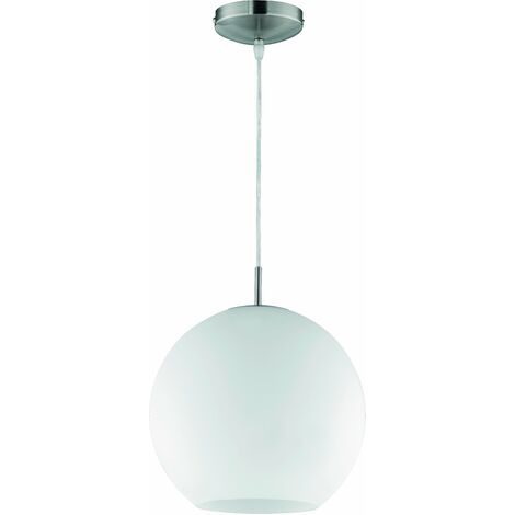 Lampadario A Sospensione Trio Leuchten Cord 310100107 - 1 Luce Con Cavo In Tessuto Grigio, Metallo Nichelato Opaco, Altezza 150 Cm, Attacco E27, Design Esclusivo