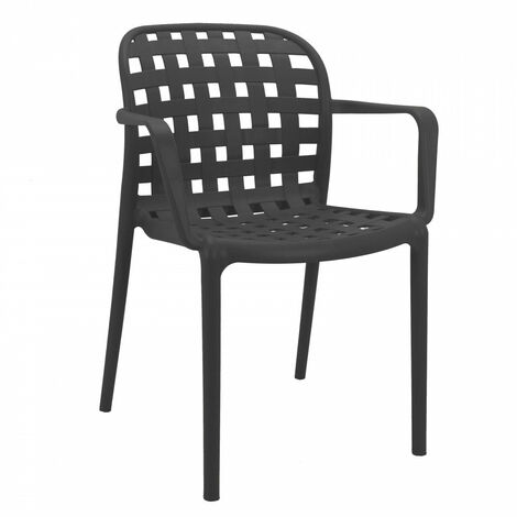 Sedia da Giardino Sharon 58x57,5x82,5 h cm in Polipropilene Grigio scuro (1/3)