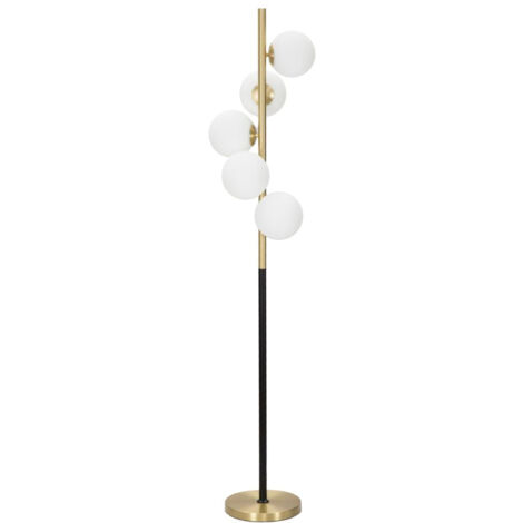 Lampada da Terra Glamy Dark Ø30x160 cm in Ferro e Vetro Oro, Nero e Bianco (1/5)