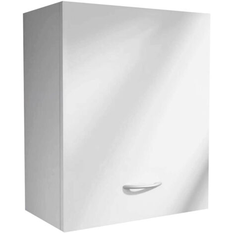 Mobile Pensile da Bagno 1 Anta in Nobilitato 48x48 cm Apertura Sinistra Ambrosini Perla Bianco Opaco