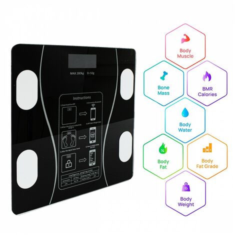 Bilancia Pesapersone Smart Digitale 180 Kg Bluetooth Elettronica Vetro Portata - Foto 8