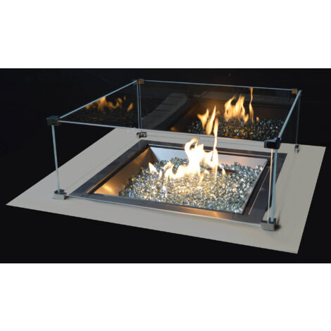 Bruciatore a Gas GPL da Incasso Effetto Camino 46x46x20 cm 9,7 kW in Acciaio Italkero Square