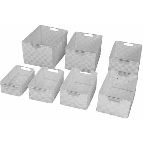 Set 7 Cassetti in poliestere con manici in metallo bianco (1/2)
