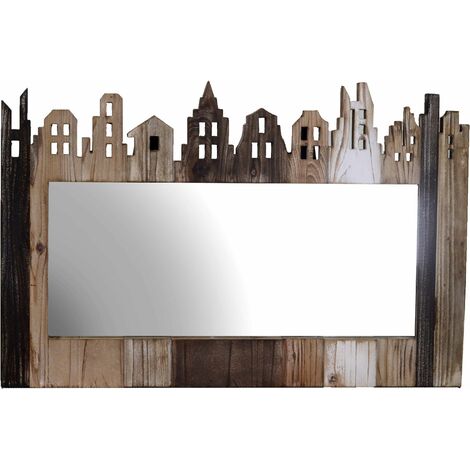 Specchio in legno naturale casette cm 78,5x51,5x2,5