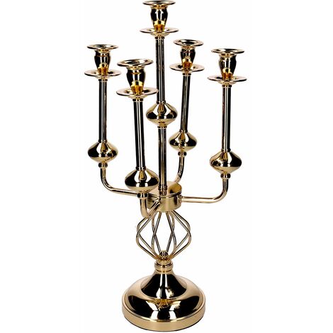 Portacandele Candelabro in Metallo oro cm 26x26xh51