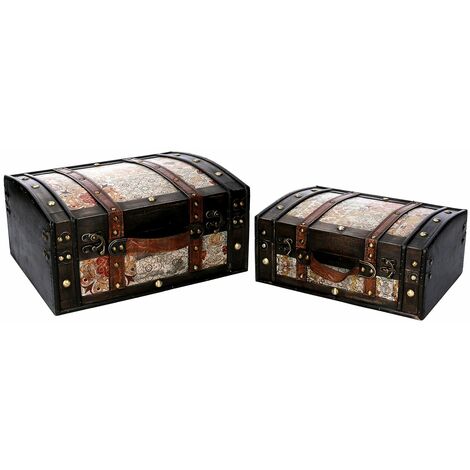 Set 2 Scatole in Legno nero rettangolare (1/3)