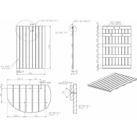 Pedana doccia compatibile con piatto 120 x 80 cm in legno massello