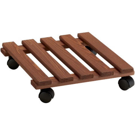 Carrellino Portatutto Vasi Fioriere 35x35 cm in Legno Castagno (1/2)