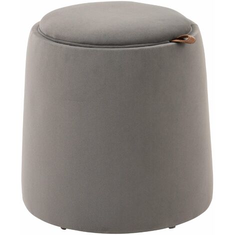 Pouf Contenitore 2 in 1 Convertibile in Tavolino da Caffè Ø44x47,5 cm in Velluto Grigio