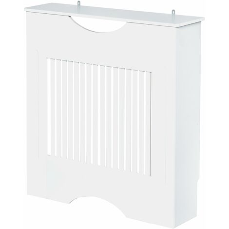 Copritermosifone Bianco 78x19x82 cm in MDF con Piano d'Appoggio e Design Antiribaltamento