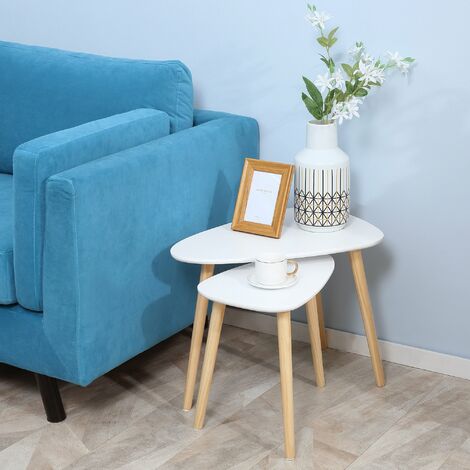 Set di 3 tavolini nidificanti GAIA laccato bianco scandinavo