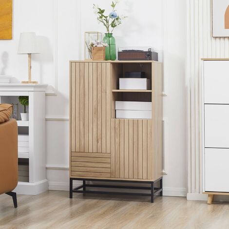 Mobile Da Bagno Con 3 Cassetti E 2 Ante | In Legno Bianco | 80.5x30x86.5 Cm | Multiuso Per Casa - Foto 4