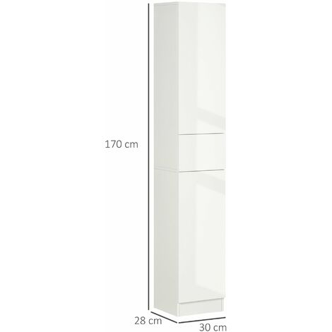 Colonna Bagno 1 Cassetto 2 Armadietti 30x28x170 cm in Legno truciolare e  MDF Bianco Lucido – acquista su Giordano Shop