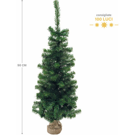 Mini Albero di Natale Artificiale H120 cm con Base Juta XMas Verde