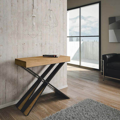 Consolle Allungabile in Legno e Ferro H77x40x90/300cm Itamoby Diago Quercia Classica