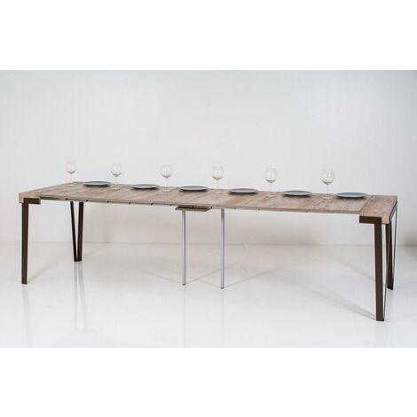 Consolle Allungabile in Legno e Ferro H77x40x90/300cm Itamoby Rio Bianco Frassino Ruggine Classica
