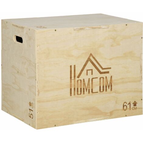 Plyo Box 3 Altezze 61x51x76 cm in Legno Naturale